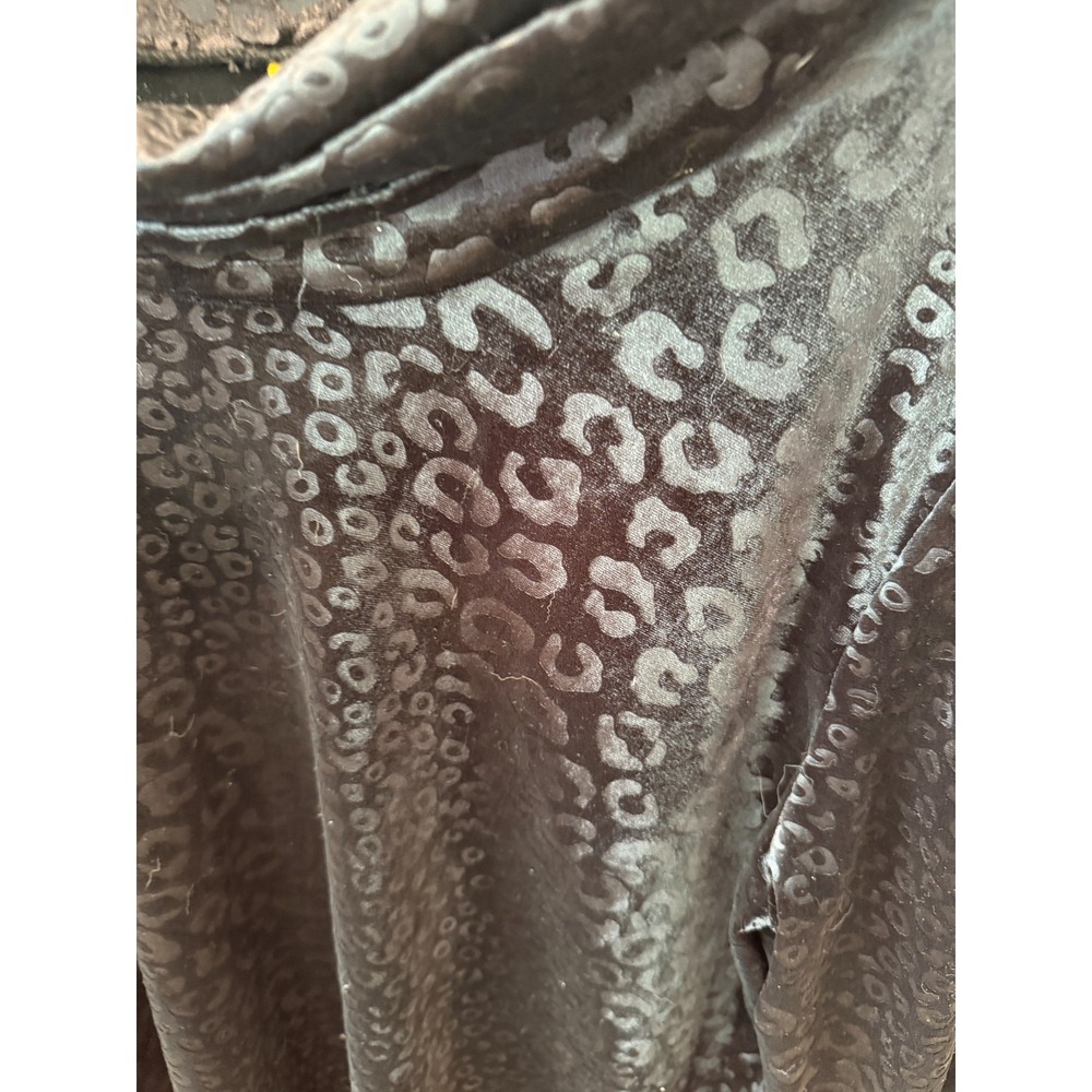 Ruby Rd Tunic Top Shirt Blouse Women XL Cowl Whimsigoth Black Velvet Animal NEW - Picture 2 of 5